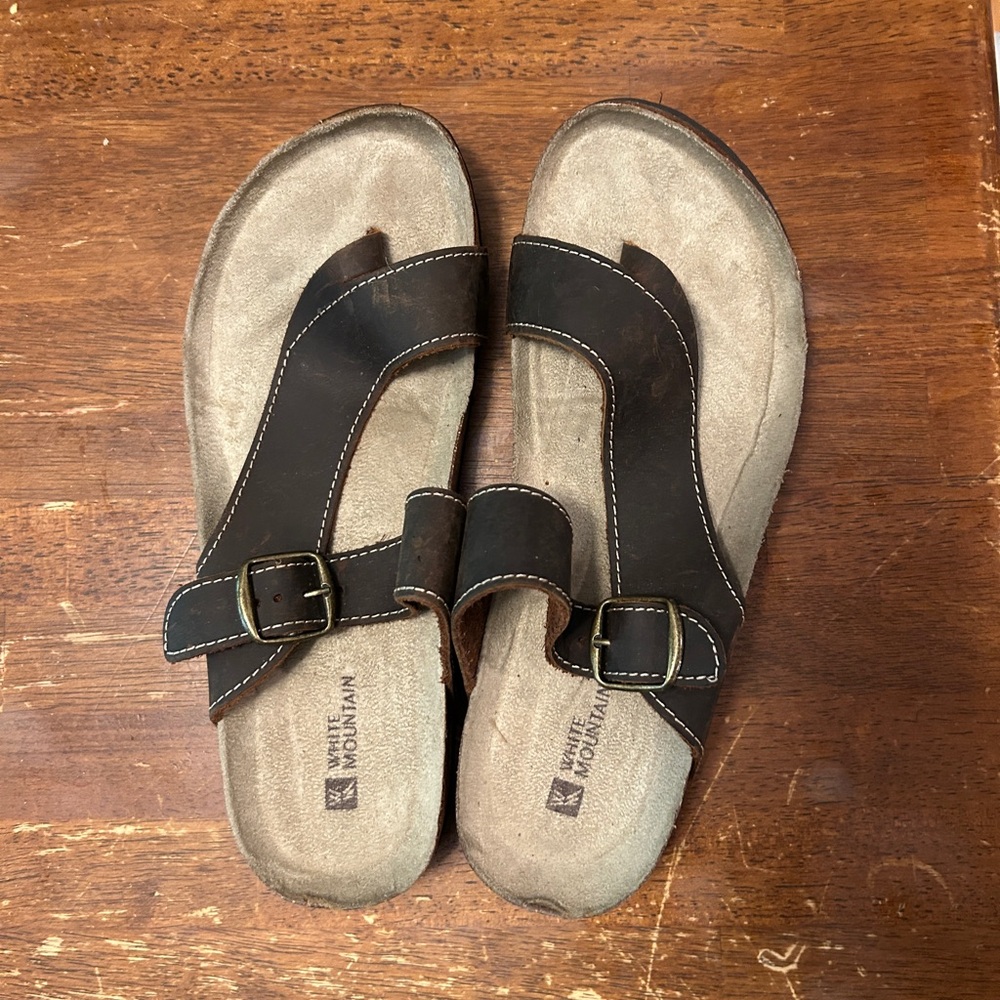Brown Leather Sandals with Buckle